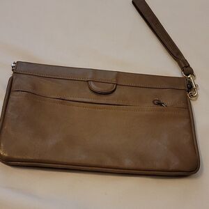 Hand made Vintage zenith tan leather clutch bag
